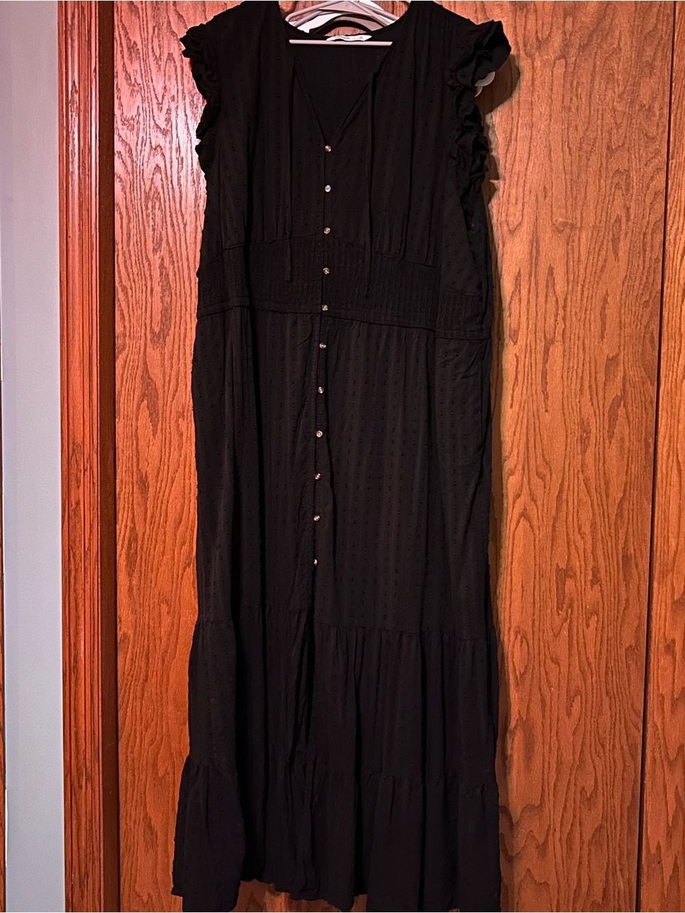 Black Button-Front Maxi Dress